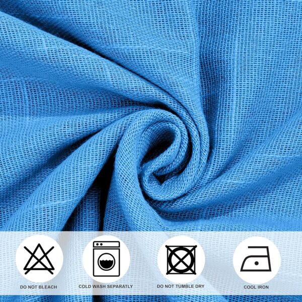 Cotton Linen Sheer Grommet Curtains in Carolina Blue - 4.5ft x 7ft - Image 6