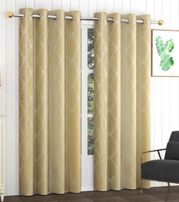 Elegant Cream Paisley Velvet Curtains | 80% Room Darkening | 2Pc Eyelet Set - Image 8