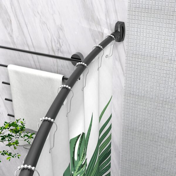 Curved Adjustable Shower Curtain Rod: Rustproof Aluminum for Stylish Bathrooms - Image 4