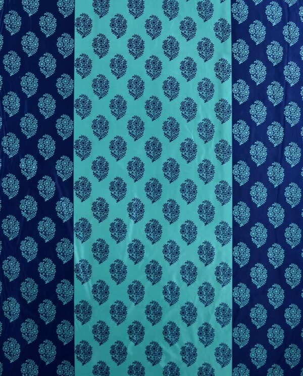 Elegant Blue Flower Damask Eyelet Polyester Door Curtain - 7 Feet Long - Image 3