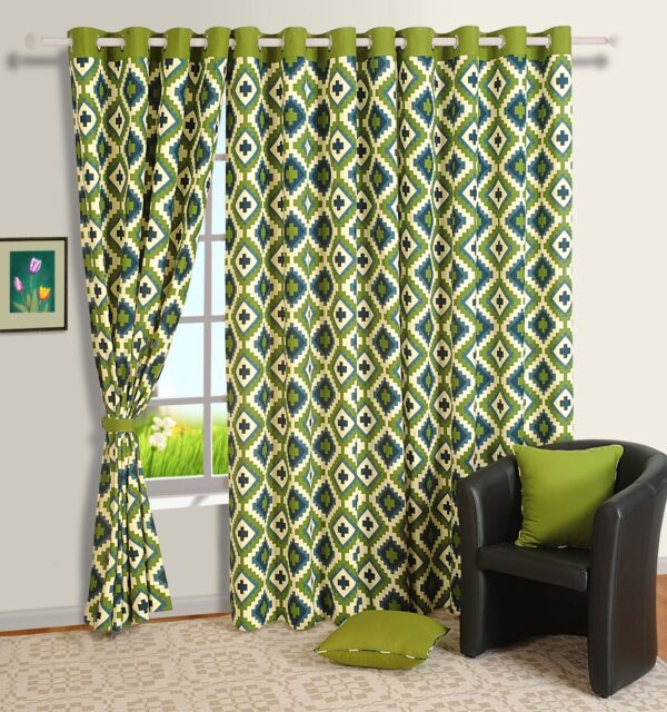 Swayam 100% Cotton Long Door Curtain - Noise Dampening Green Elegance - Image 3