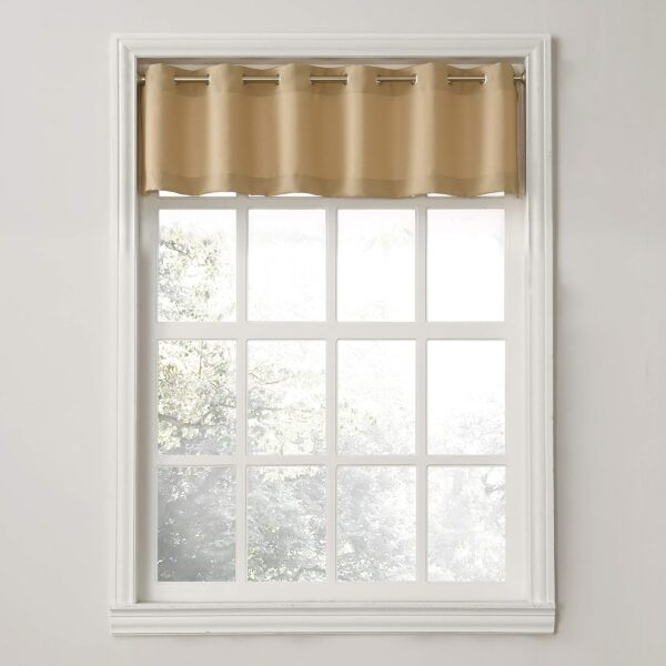 Montego Taupe Textured Grommet Kitchen Curtain Valance - 56" x 14" - Image 4