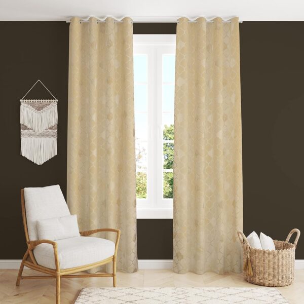 Velvet Embossed Room Darkening Curtain for 5 Feet Window in Living Room - Image 2