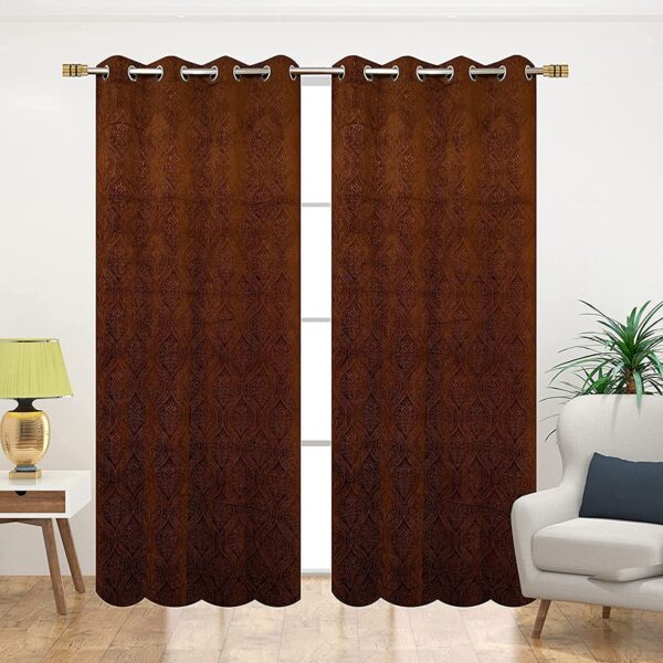 Premium Velvet Room Darkening Curtains for Modern Living Spaces - 7 Feet - Image 2