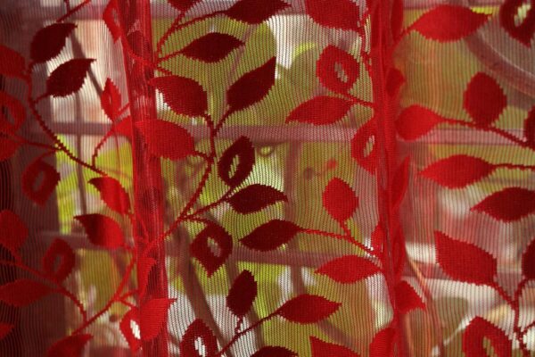 Elegant Red Leaf Sheer Polyester Curtains for Doors - 5 Feet Long - Image 2