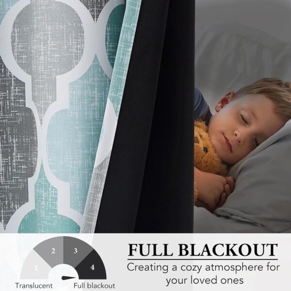 Aqua Grey 100% Blackout Curtains for Bedroom & Living Room Decor - Image 5