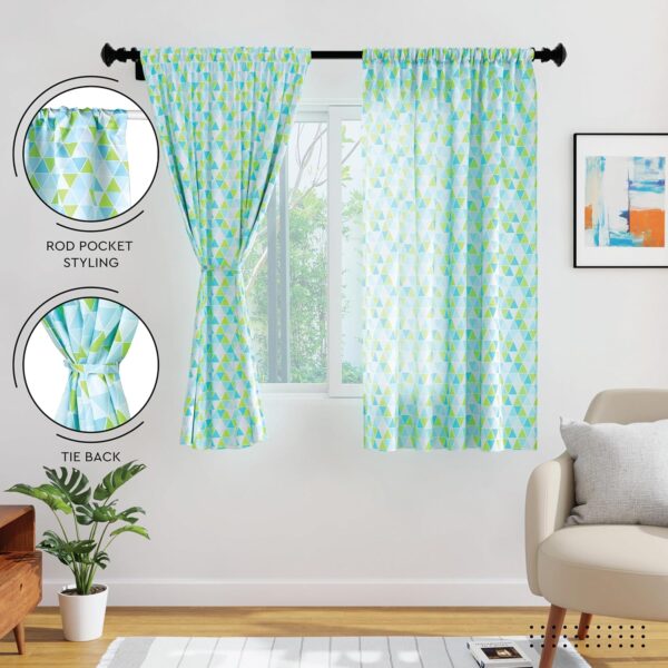 Stylish Encasa XO Triangles Aqua Window Curtains Set for Any Room - Image 3