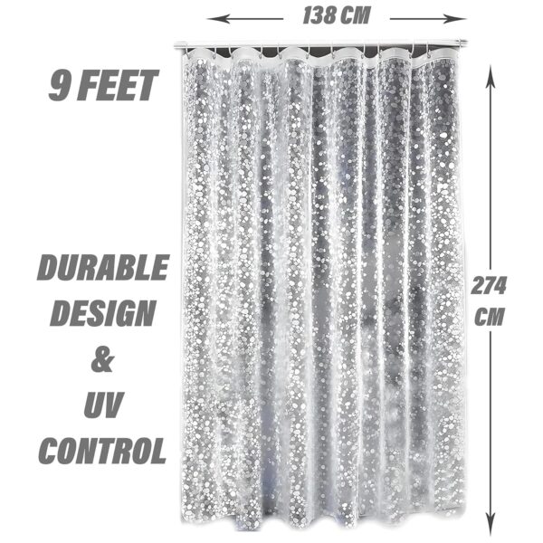 Waterproof PVC Shower Curtain with Eyelet Rings - 9 Feet Long (White) - Image 3