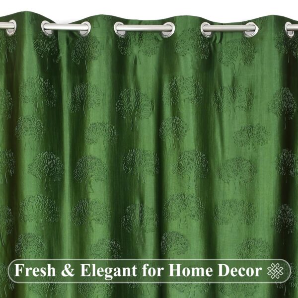 Elegant Green Rod Pocket Opaque Curtains for Doors - 7 Feet Long - Image 3