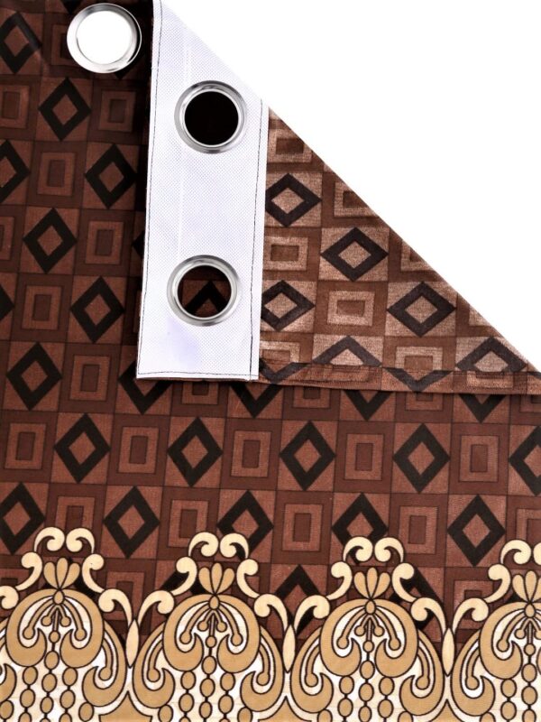 Elegant Brown Eyelet Window Curtains - Home Sizzler Ethnic Motif Panels - Image 4