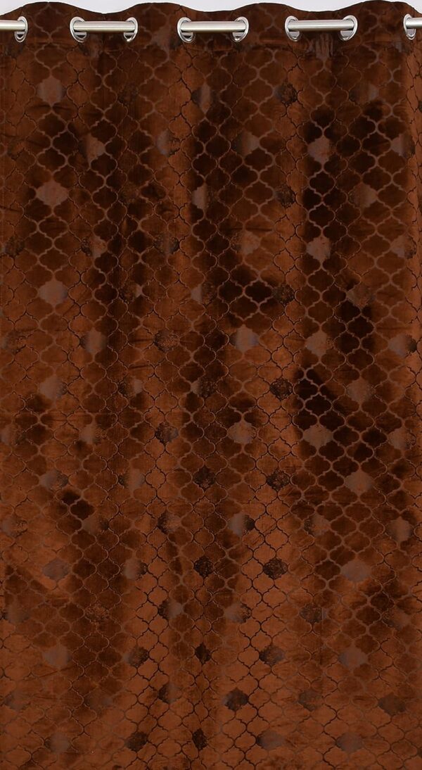 Brown Velvet Embossed Room Darkening Curtain for 5-Foot Windows in Living Rooms - Image 4