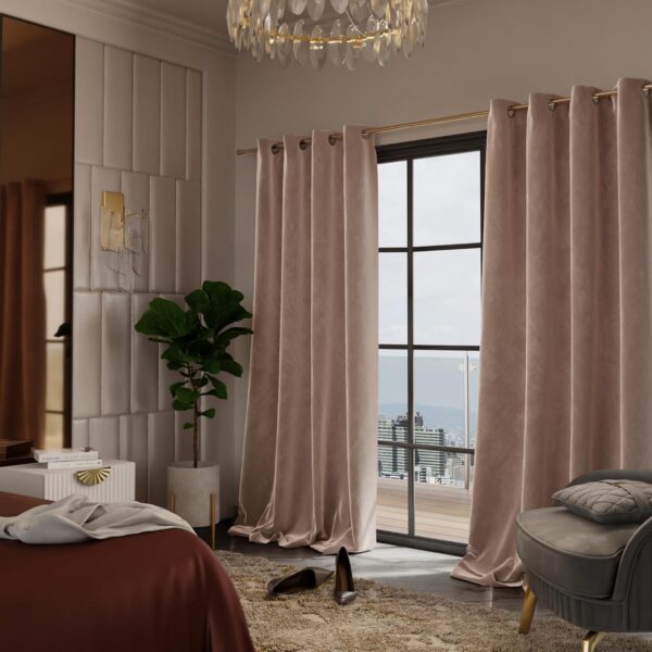 Elegant Parisian Blush Velvet Curtain for Living Room and Bedroom Decor - Image 2