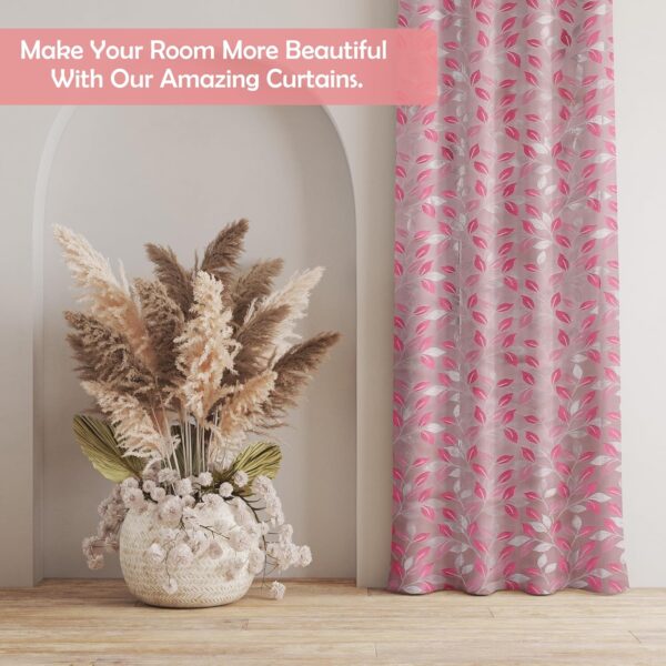 Elegant 7-Foot Pink Curtains for Doors | Premium Polyester Eyelet Parda Set - Image 7