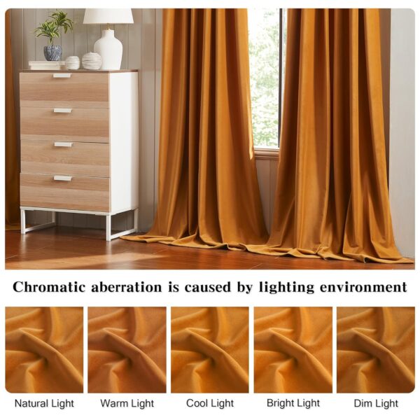 MUMFAS Orange Velvet Curtains: Soundproof, Darkening Drapes for Stylish Privacy - Image 7