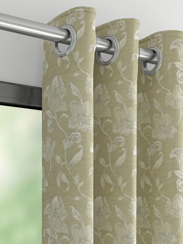 Elegant Beige Jacquard Curtain for Doors - Room Darkening 7 FT Length - Image 2