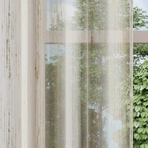 Elegant Beige Jacquard Curtains for Large Doors - 9 FT Sheer Design - Image 3