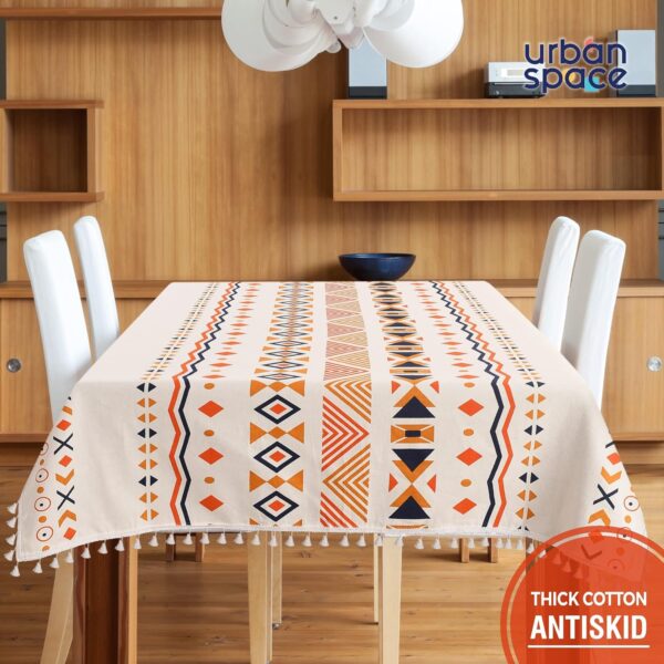 Boho Orange Cotton Dining Table Cover for 6 Seater Home Decor - Image 2