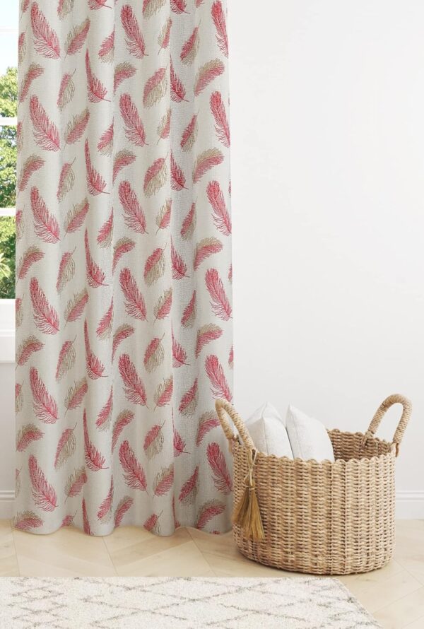 Chic Pink Polyester Feather Curtains Set for Living Room and Bedroom - Image 5