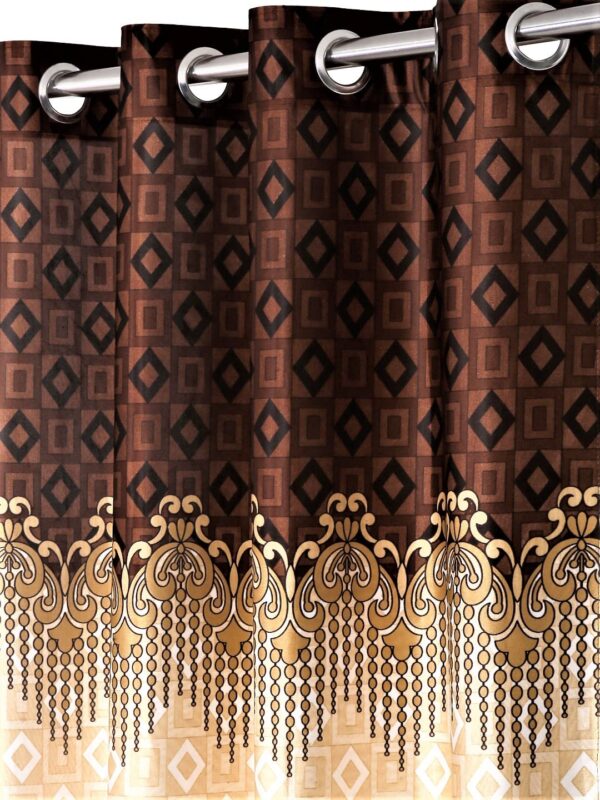 Elegant Brown Eyelet Window Curtains - Home Sizzler Ethnic Motif Panels - Image 2