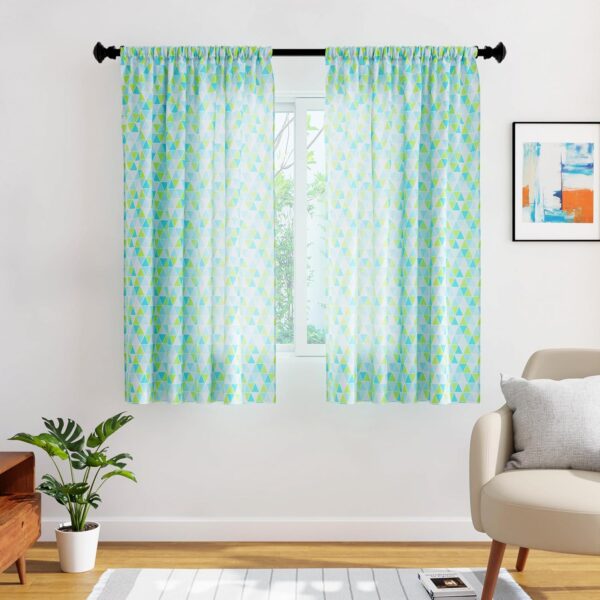 Stylish Encasa XO Triangles Aqua Window Curtains Set for Any Room - Image 2