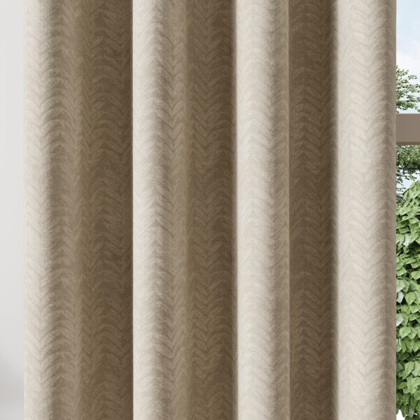 Elegant Beige Geometric Polyester Curtains for Room Darkening - 7 FT Length - Image 3