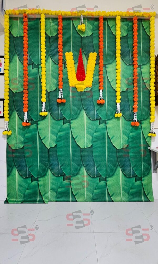 Polycotton Banana Leaf Curtains for Festive Home Pooja Decoration - Image 3