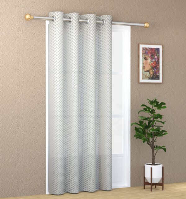 Yarnis Cream Polyester Sheer Criss-Cross Curtains for 5 Feet Windows - Image 2