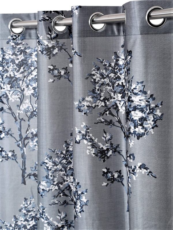 Floral Eyelet Polyester Door Curtains in Grey - Stylish 2 Piece Set - Image 2