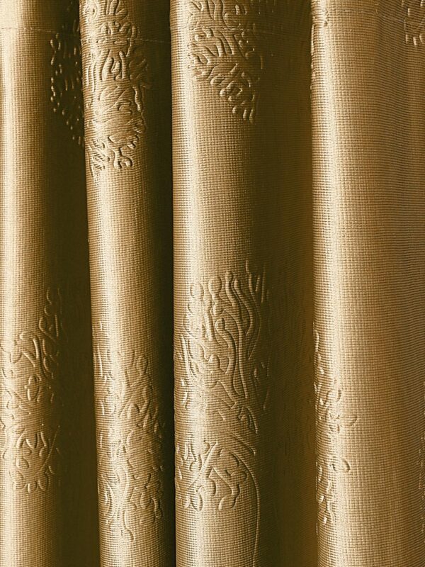 Elegant Gold Polyester Long Door Curtains - Solimo Crush Emboss, Pack of 2 - Image 4