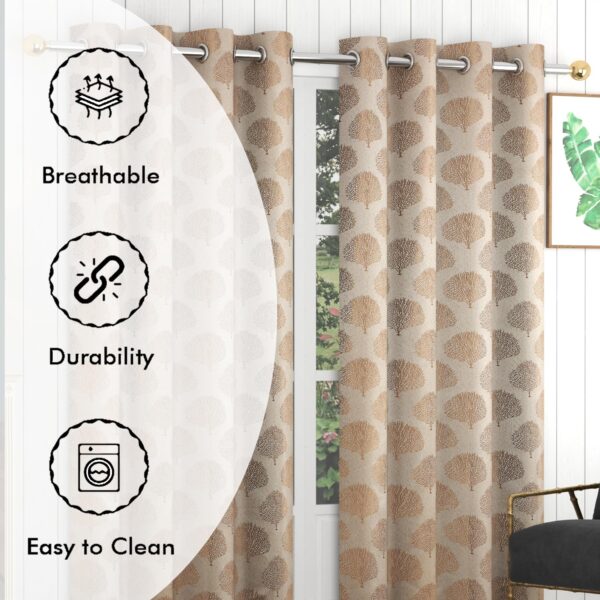 Stylish 7 Feet Long Beige Curtains for Doors and Windows - Set of 2 - Image 5