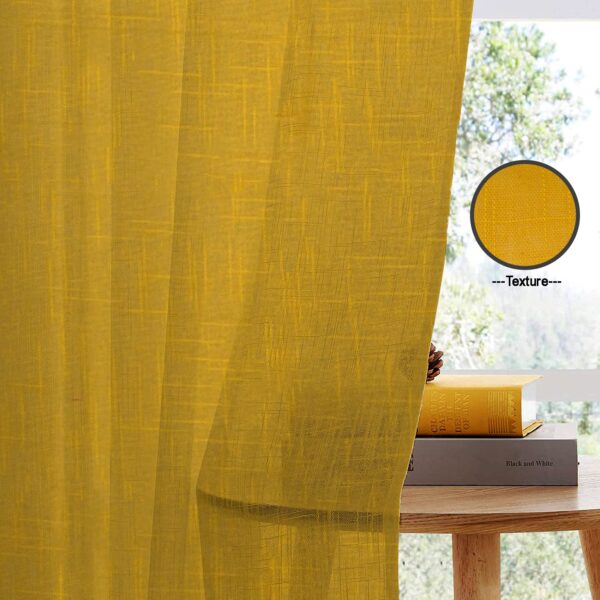 Stylish 7ft Mustard Grommet Curtains for Your Living Room - Set of 2 - Image 3