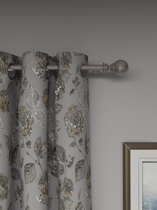 Elegant Grey Floral Door Curtains - Set of 2, 52 x 84 Inch Panels - Image 3