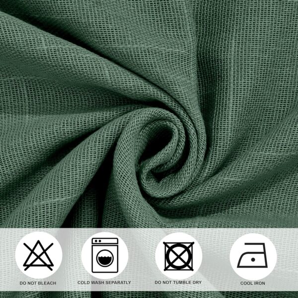 Cotton Linen Sea Green Door Curtains with Steel Eyelet Rings - 4.5 x 7 Feet - Image 7