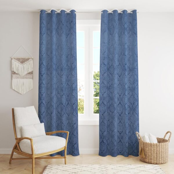 Sky Blue Velvet Room Darkening Curtains - 5 Feet for Stylish Homes - Image 2