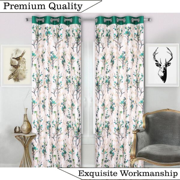 Aqua Floral Grommet Curtains - Stylish 7 Feet Long Set for Any Room - Image 2