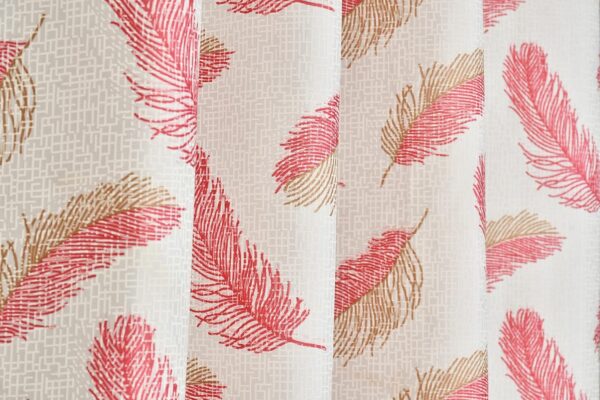 Chic Pink Polyester Feather Curtains Set for Living Room and Bedroom - Image 4