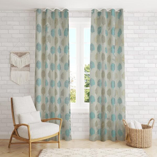 Stylish 7 Feet Aqua Semi Sheer Curtains for Doors and Windows - Image 7