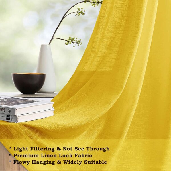 Stylish 7ft Mustard Grommet Curtains for Your Living Room - Set of 2 - Image 2