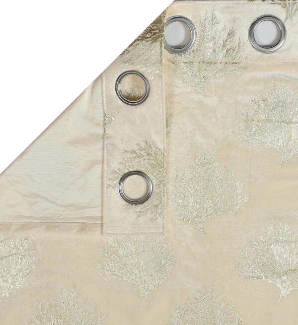 Velvet Blackout Curtains: 7ft Room Darkening Cream Curtains for Living Room & Bedroom - Image 4