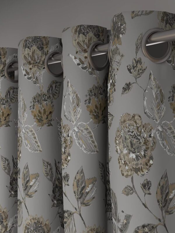 Elegant Grey Floral Door Curtains - Set of 2, 52 x 84 Inch Panels - Image 2