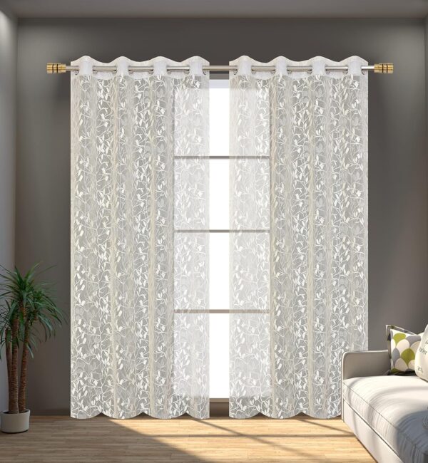 Premium Sheer Frill Embroidery Curtains for Elegant Window Decor in Cream - Image 2