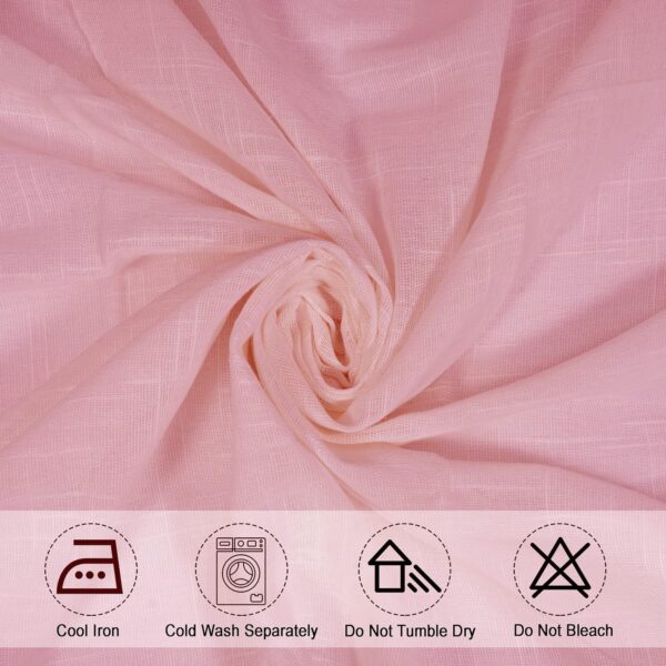 Elegant Pink Sheer Cotton Curtains - 7 Feet Long Decorative Drapes for Home - Image 4