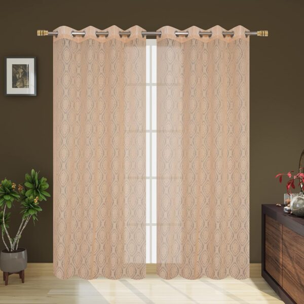 Elegant Semi-Sheer Beige Curtains for 5-Foot Windows - Pack of 2 - Image 2