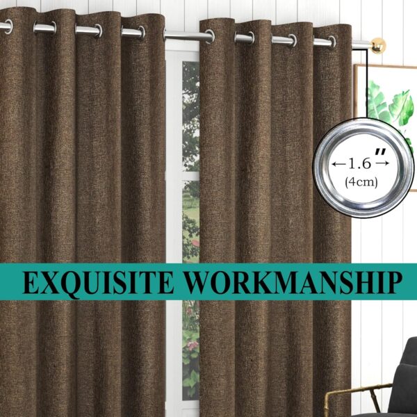 Stylish Jute Curtains for Windows | Breathable Eyelet Parda in Coffee Color - Image 9