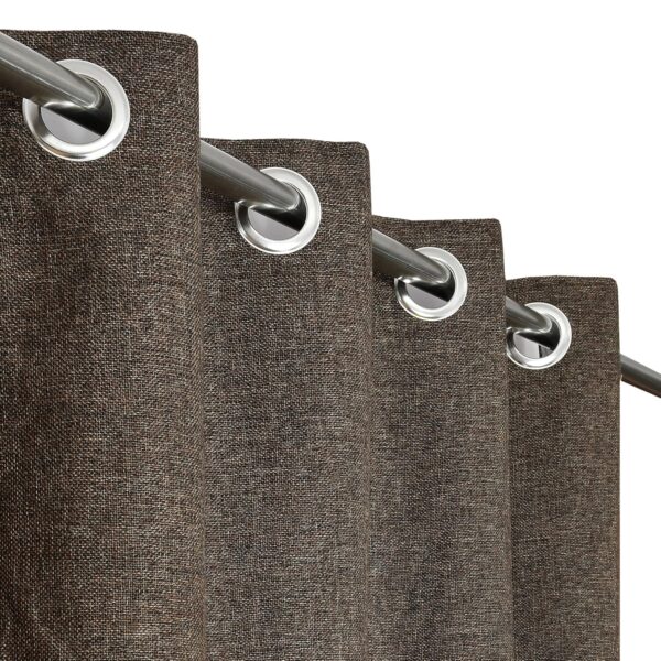 Stylish Jute Curtains for Windows | Breathable Eyelet Parda in Coffee Color - Image 2