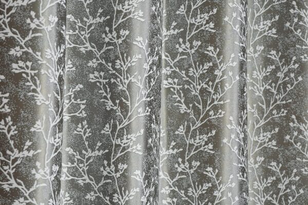 Premium Grey Room Darkening Curtains with Camrin Leaves Design - Pack of 2 - Image 4