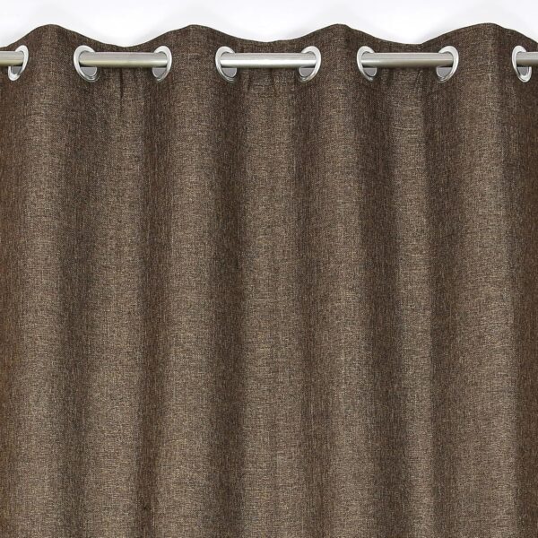 Stylish Jute Curtains for Windows | Breathable Eyelet Parda in Coffee Color - Image 5