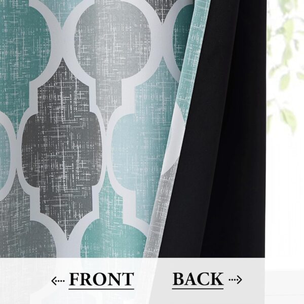 Aqua Grey 100% Blackout Curtains for Bedroom & Living Room Decor - Image 3