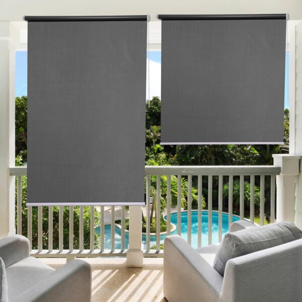 Grey Waterproof Roller Blinds for Sun Blockage - 300 GSM Polyester Curtains - Image 2