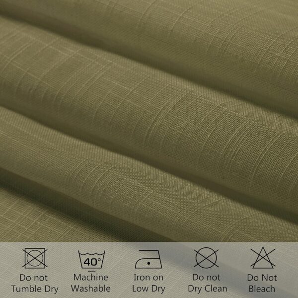 Sage Green Cotton Linen Sheer Curtains with Eyelet Rings for Doors - Image 5